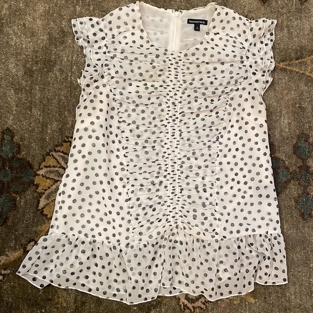Womens white/black polka dot short sleeved shirt by WhoWhatWear. Size small. - Picture 5 of 8